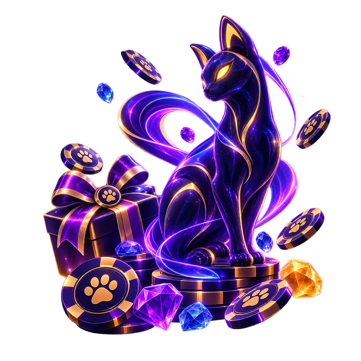 Фигурка кошки с игровыми жетонами